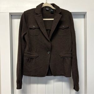 Saks Fifth Avenue Woman’s Wool Chocolate Brown Blazer Dark Academia Size L